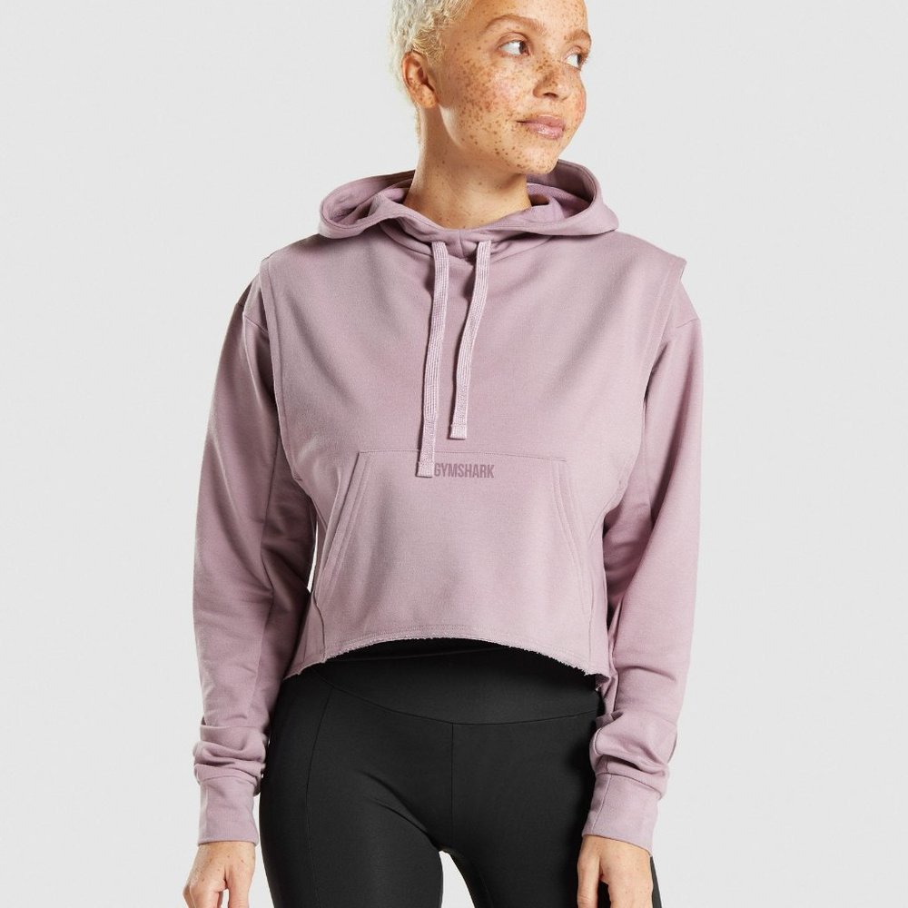 GymShark Women's Small Cropped Open Back Hoodie With Front Pocket